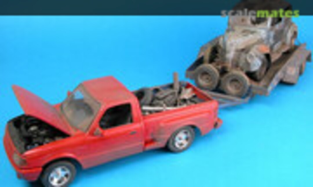 Ford Ranger and Ford 1940 Sedan on Trailer 1:24