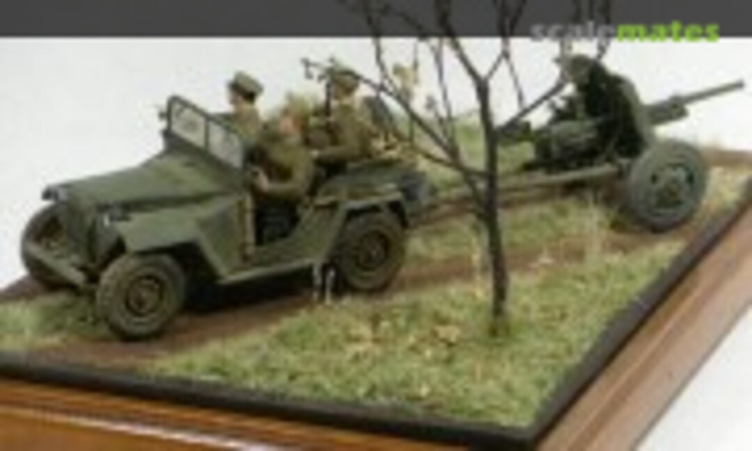 GAZ-67 tractor &amp;amp; 45 mm gun with crew 1:35